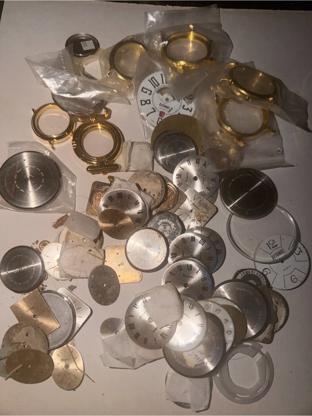 Vintage Gold and Silver Watch Dial & Case Parts - Replacement Components - 700g
